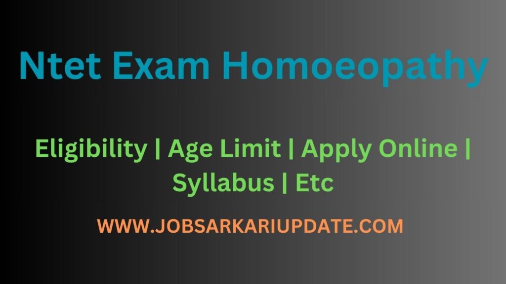 Ntet Exam Homoeopathy