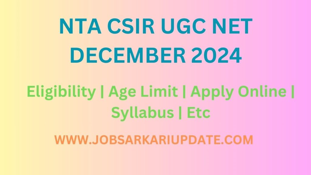 NTA CSIR UGC Net December 2024