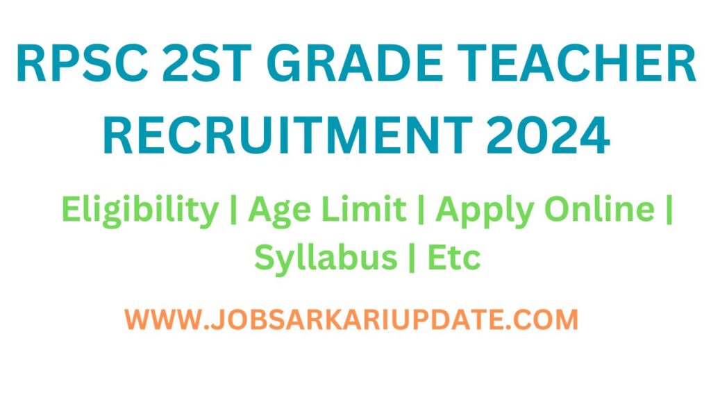 RPSC 2st Grade Teacher Recruitment 2024